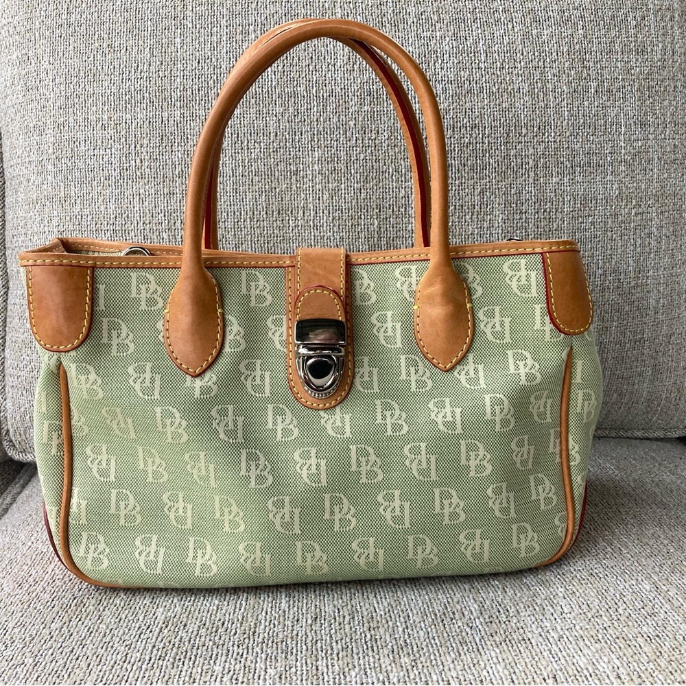 Dooney and Bourke Signature Double Handled Canvas Tote Mint Sage Green